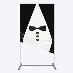 Lofaris Boss Suit Black White Happy Birthday Rectangle Backdrop