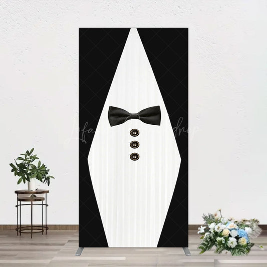 Lofaris Boss Suit Black White Happy Birthday Rectangle Backdrop