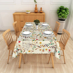 Lofaris Botanical Floral Rectangle Tablecloth Heart Flowers and Birds Dining Table Cover Decor