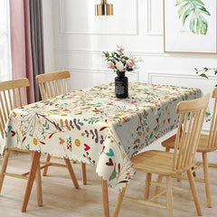Lofaris Botanical Floral Rectangle Tablecloth Heart Flowers and Birds Dining Table Cover Decor