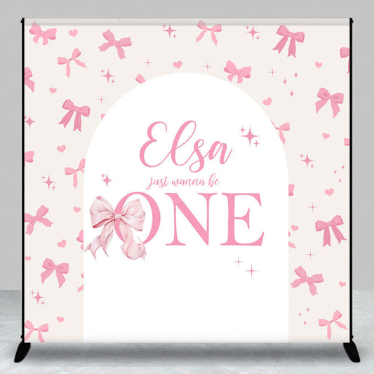 Lofaris Bow Just Wanna Be One Custom Name Birthday Backdrop