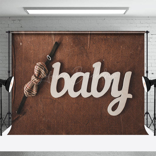 Lofaris Bow Tie Baby Wooden Birthday Cake Smash Backdrop