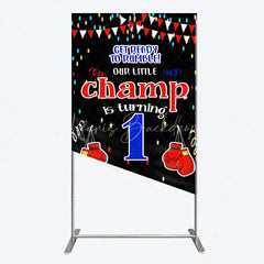 Lofaris Boxing 1st Birthday Rectangle Backdrop Little Champ Party Decoration Red Blue Glove Sport Background