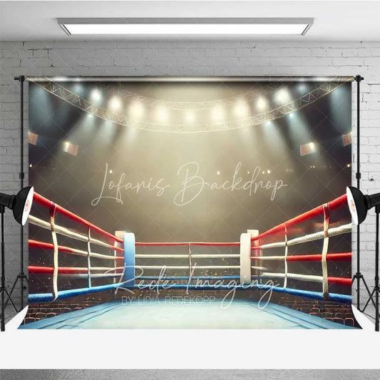 Lofaris Boxing Ring Ropes Arena Photography Backdrop Wrestling Match Stadium Light Stage Background