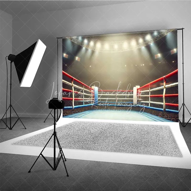 Lofaris Boxing Ring Ropes Arena Photography Backdrop Wrestling Match Stadium Light Stage Background