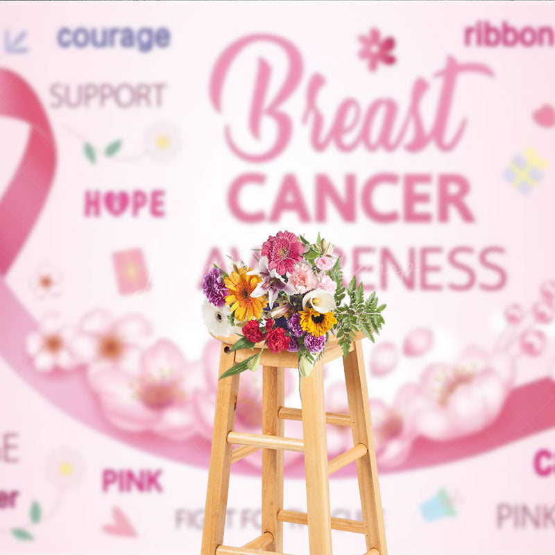 Lofaris Breast Cancer Awareness Backdrop with Pink Ribbon Hope Faith and Courage Support for Fundraiser Event Decor