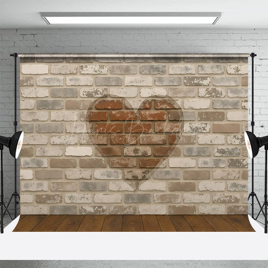 Lofaris Brick Heart Retro Wall Sweet Wood Wedding Backdrop