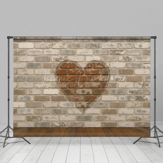 Lofaris Brick Heart Retro Wall Sweet Wood Wedding Backdrop