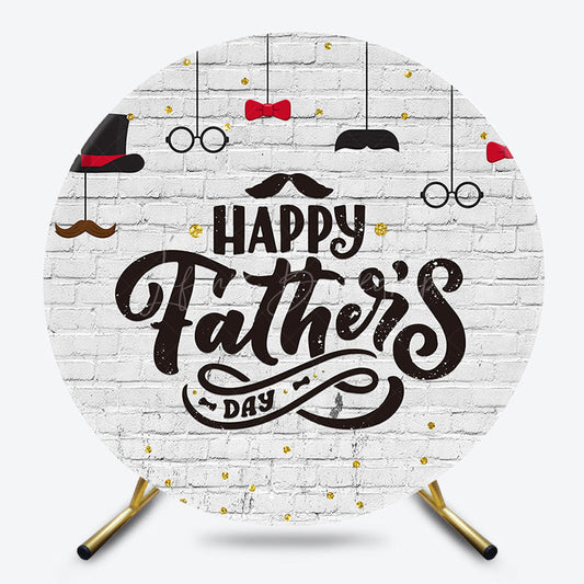 Lofaris Brick Wall Gold Glitter Round Fathers Day Backdrop