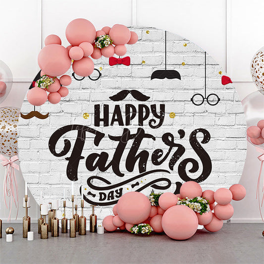 Lofaris Brick Wall Gold Glitter Round Fathers Day Backdrop