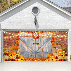 Lofaris Brick Wall Wood Door Pumpkin Maple Garage Banner