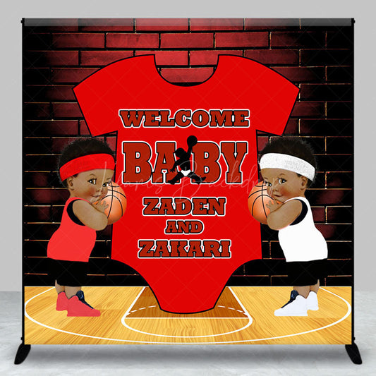 Lofaris Bricks Basketball Custom Twins Baby Shower Backdrop