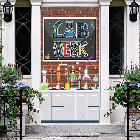 Lofaris Bricks Wall Chemical Reagents Lab Week Door Cover