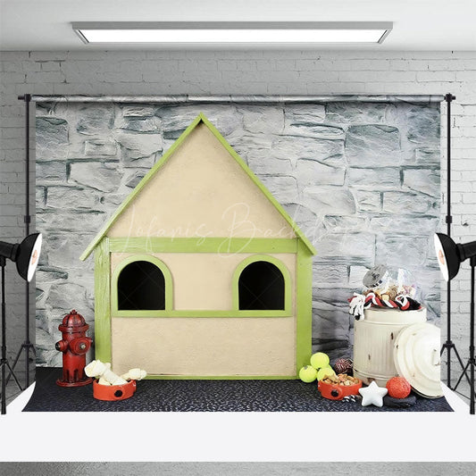 Lofaris Bricks Wall Outdoor Pet Cabin Snacks Photo Backdrop