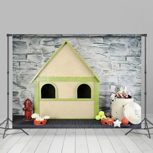 Lofaris Bricks Wall Outdoor Pet Cabin Snacks Photo Backdrop