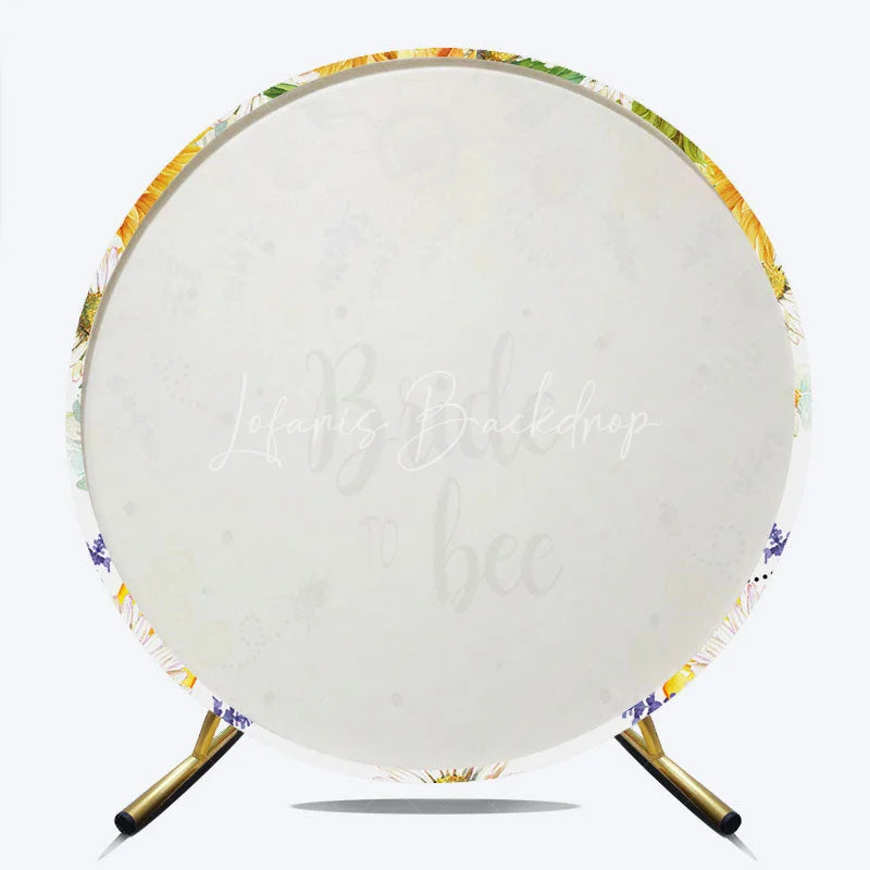 Lofaris Bride to Bee Floral Round Backdrop with Sunflowers and Daisies Yellow White Bridal Shower Party Decor