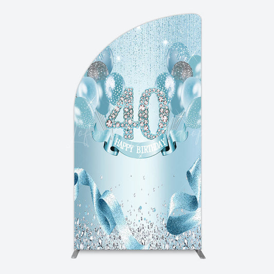 Lofaris Bright Blue Glitter Balloon Birthday Half Moon Arch Backdrop