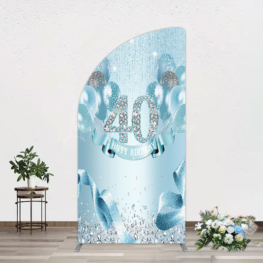 Lofaris Bright Blue Glitter Balloon Birthday Half Moon Arch Backdrop