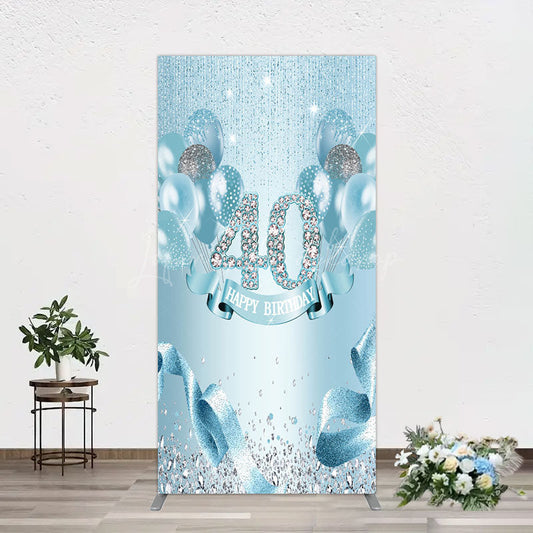 Lofaris Bright Blue Glitter Balloon Birthday Rectangle Backdrop