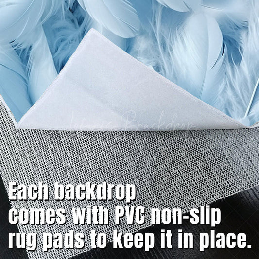 Lofaris Bright Blue White Soft Feathers Fabric Floor Backdrop