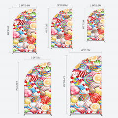 Lofaris Bright Colorful Candyland Birthday Half Moon Arch Backdrop