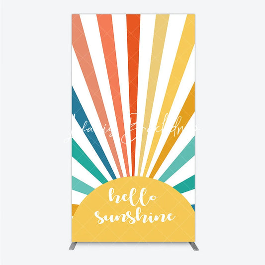 Lofaris Bright Colorful Sunburst Rays Hello Sunshine Rectangle Arch Backdrop Summer Birthday Party Decor