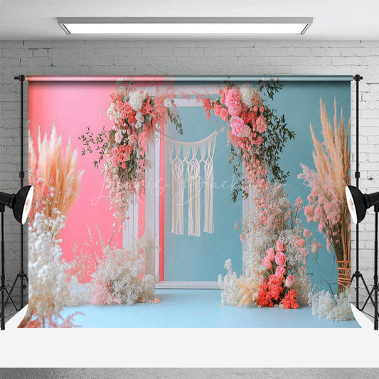 Lofaris Bright Floral Garden Arch Door Boho Wedding Backdrop