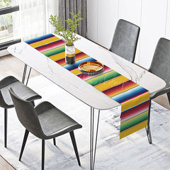 Lofaris Bright Mexican Stripe Table Runner for Fiesta Decor Colorful Serape Cinco de Mayo Taco Tuesday Party