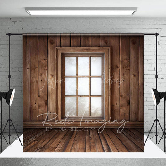 Lofaris Bright Retro Wooden Cabin Window Photography Backdrop