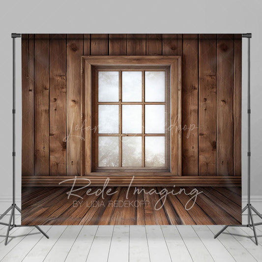 Lofaris Bright Retro Wooden Cabin Window Photography Backdrop
