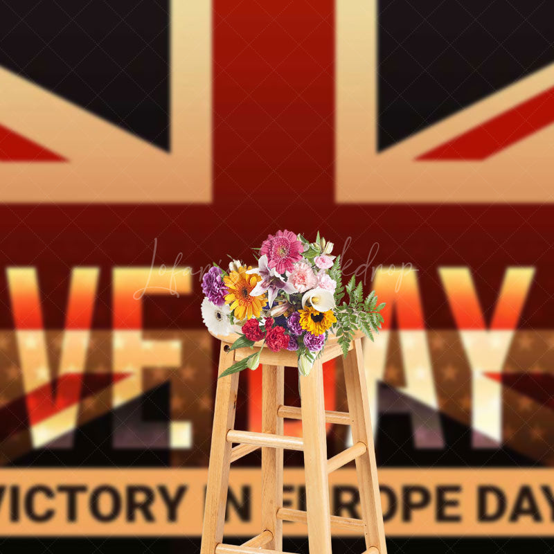 Lofaris British Flag Happy Victory In Europe Day Backdrop