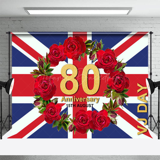 Lofaris British Flag Wreath VJ Day 80th Anniversary Backdrop