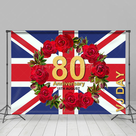 Lofaris British Flag Wreath VJ Day 80th Anniversary Backdrop