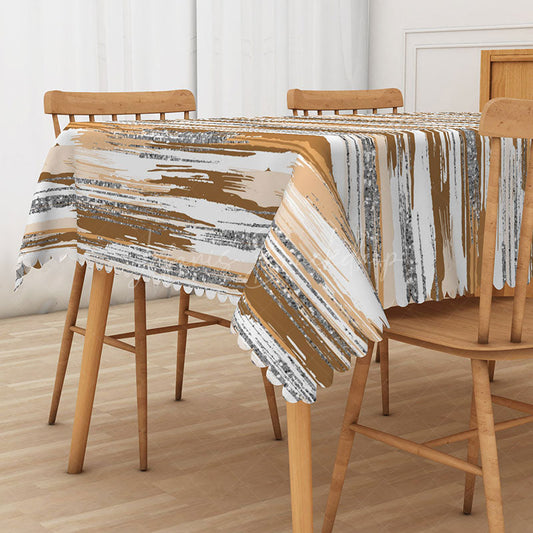 Lofaris Brown and Grey Gradient Glitter Rectangle Tablecloth for Neutral Elegant Modern Party Decor