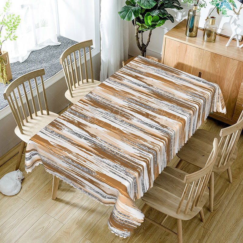 Lofaris Brown and Grey Gradient Glitter Rectangle Tablecloth for Neutral Elegant Modern Party Decor