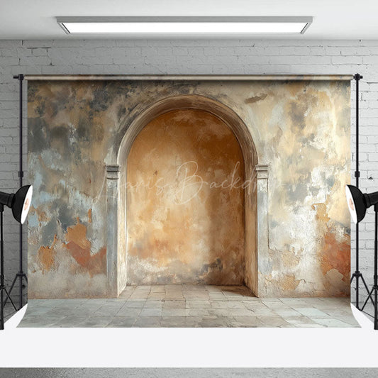 Lofaris Brown Beige Vintage Stone Arch Retro Wall Backdrop