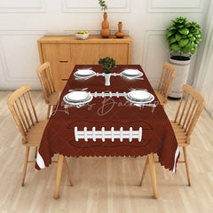 Lofaris Brown Football Lacing Rectangle Tablecloth with Scalloped Edge Sports Game Day Party Decor for Fans