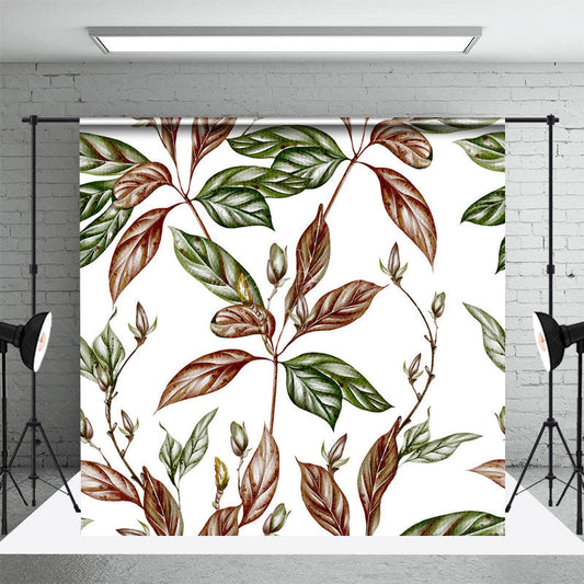 Lofaris Brown Green Leaves Simple Fine Art Photo Backdrop