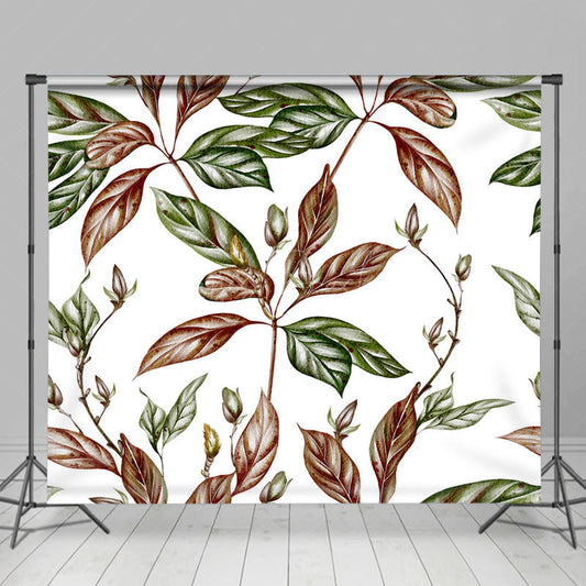 Lofaris Brown Green Leaves Simple Fine Art Photo Backdrop