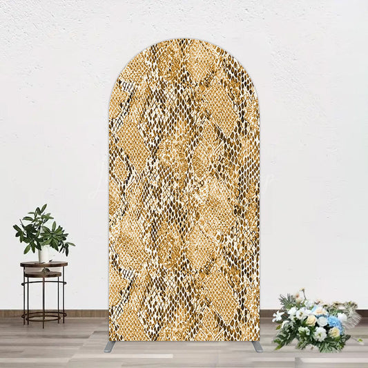 Lofaris Brown Python Skin Pattern Happy Birthday Arch Backdrop