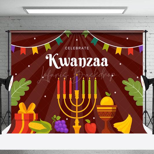 Lofaris Brown Tribal Candlestick Celebrate Kwanzaa Backdrop
