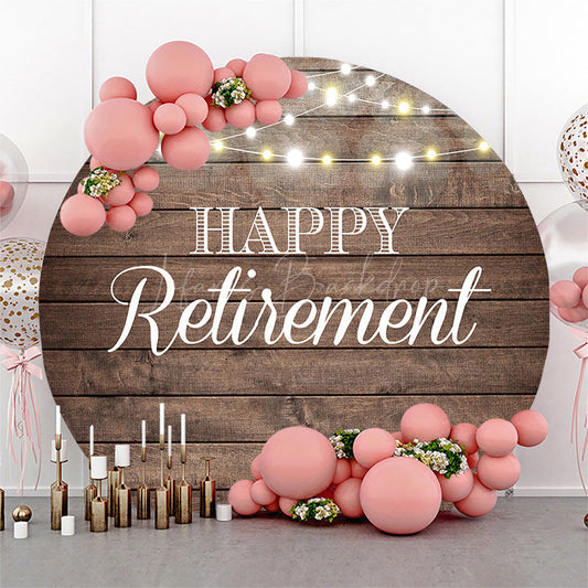 Lofaris Brown Wooden Wall Lighted Round Retirement Backdrop