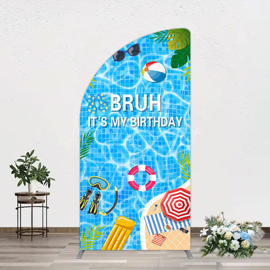 Lofaris Bruh Its My Birthday Sweet Pool Party Half Moon Arch Backdrop