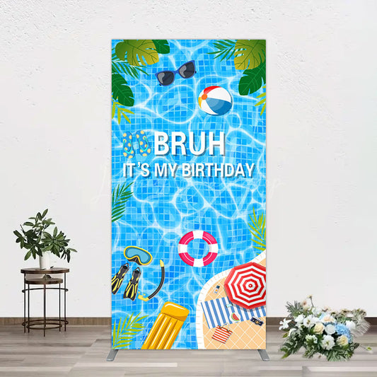 Lofaris Bruh Its My Birthday Sweet Pool Party Rectangle Backdrop