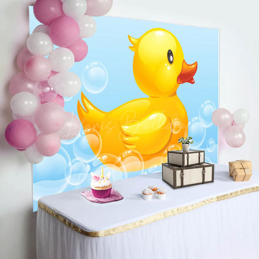 Lofaris Bubble Bath Little Yellow Duck Baby Shower Backdrop
