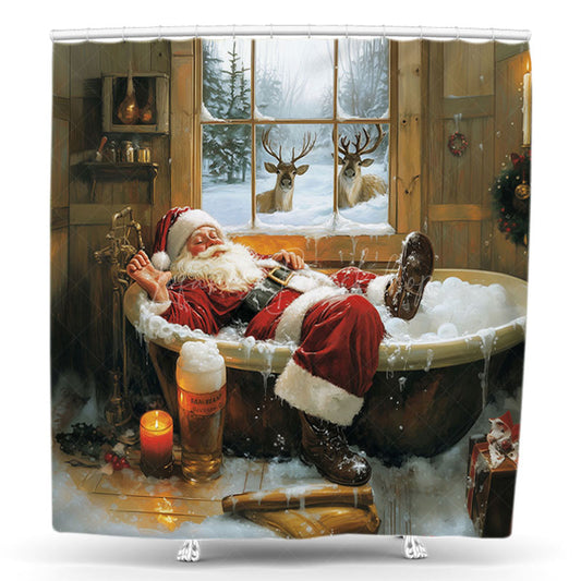 Lofaris Bubble Bath Santa Claus Christmas Shower Curtain