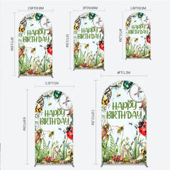 Lofaris Bug Themed Happy Birthday Arch Backdrop Insect Explorer with Magnifying Glass Kids Garden Party Decor