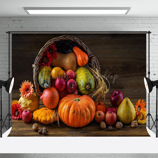 Lofaris Bumper Harvest Wooden Simple Vibe Autumn Backdrop