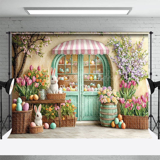 Lofaris Bunny Floral Spring Colorful Easter Boutique Backdrop