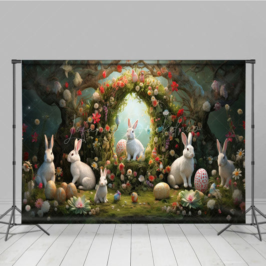 Lofaris Bunny Garland Easter Spring Photography Backdrop